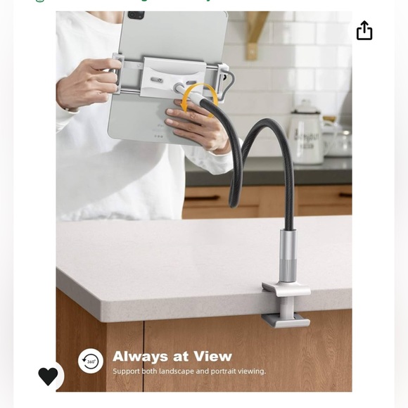 Lamicall Gooseneck Tablet Holder/ Mount w/ Flexible Arm Clip Tablet Stand - Picture 9 of 14